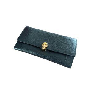 Alexander McQueen Metallic Gold Leather Skull Wallet on Chain​